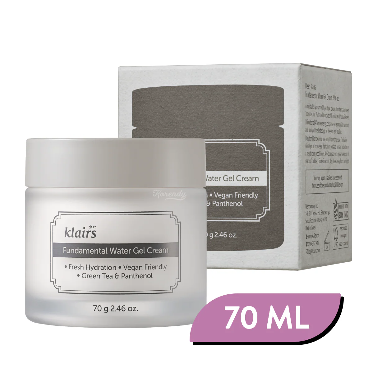 Klairs - Fundamental Water Gel Cream (Çok Fonksiyonlu Yeşil Çaylı Pantenollü Nemlendirici) - Image 3