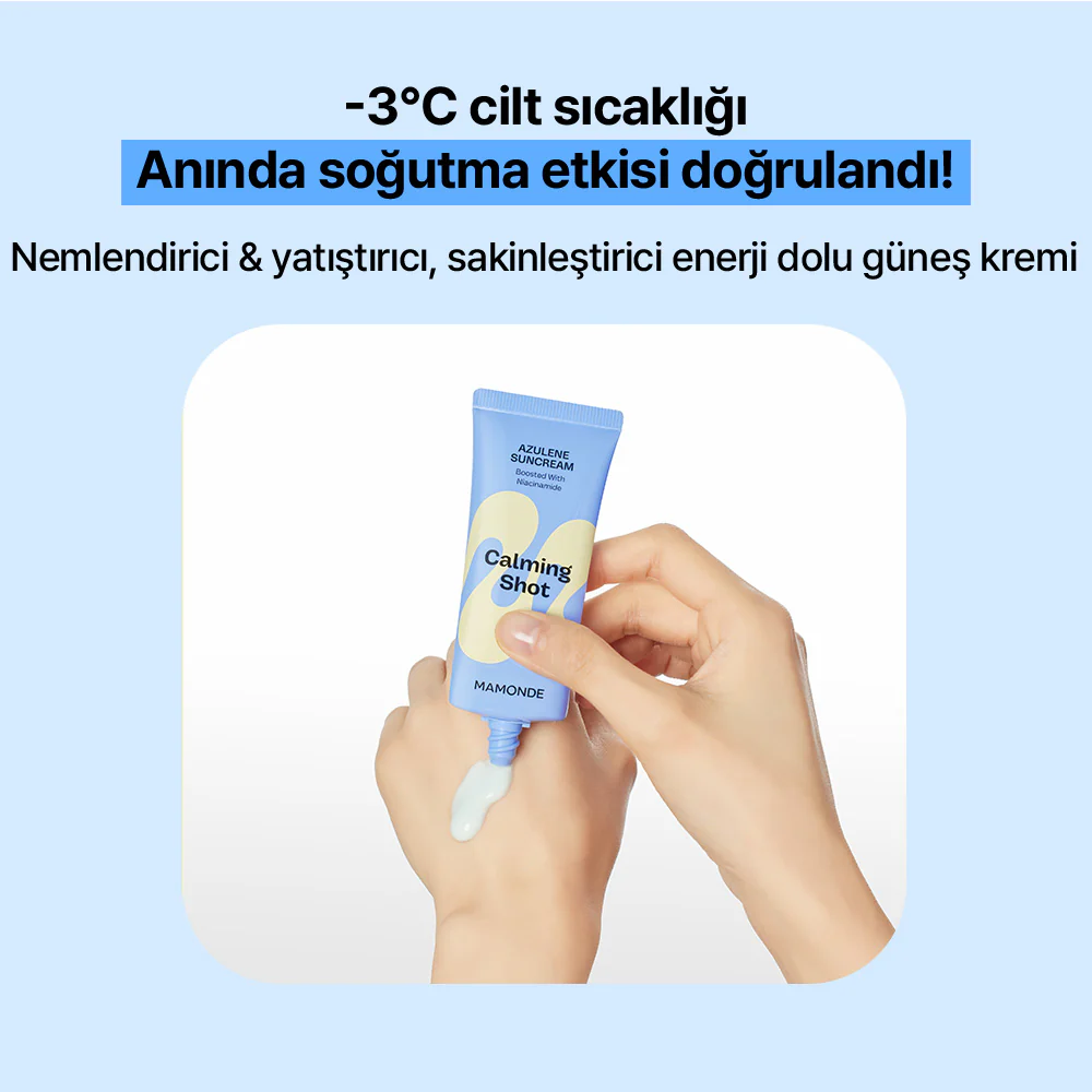 Mamonde - Calming Shot Azulen Sun Cream SPF50+ PA++++ (Stres Önleyici ve Nemlendirici Papatya Özlü ve Azulenli Güneş Kremi) 35ml - Image 3