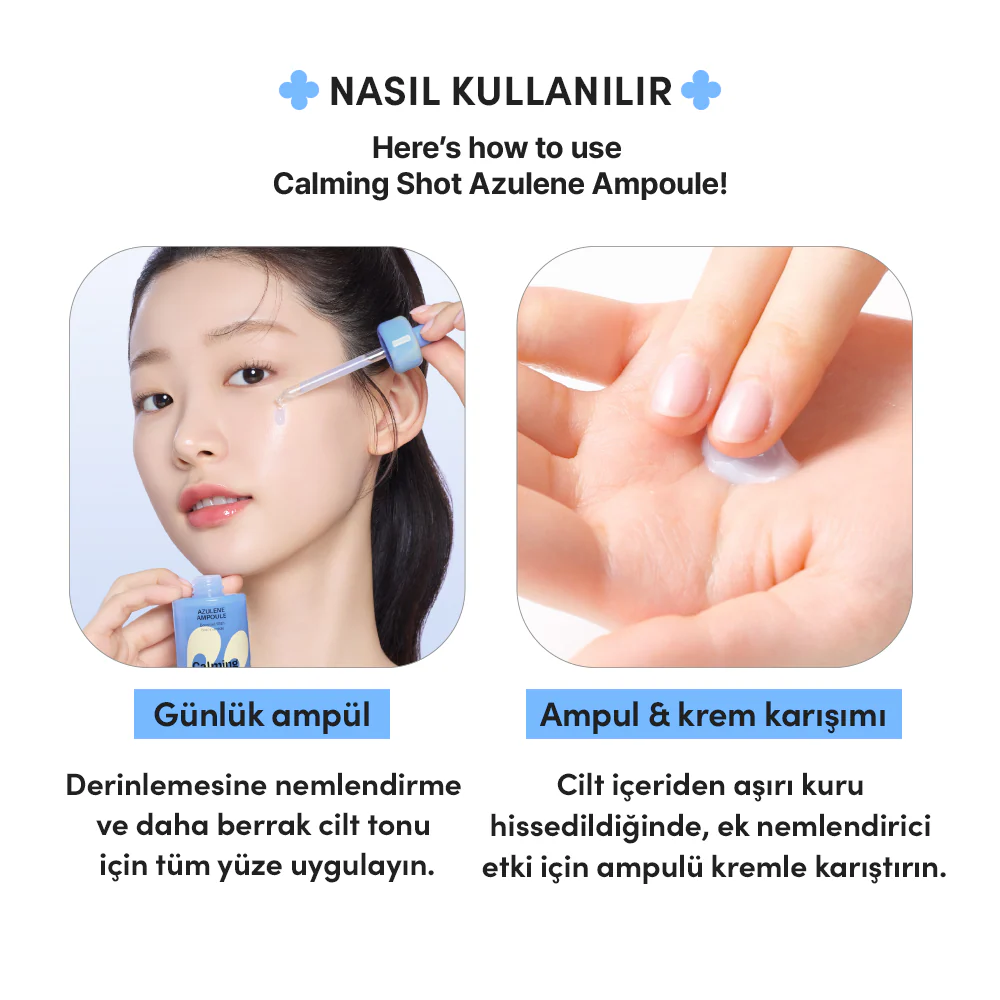Mamonde - Calming Shot Azulene Ampoule (Isı Düşürücü ve Leke Önleyici Mavi Azulenli ve Papatya Sulu Serum) 50ml - Image 10