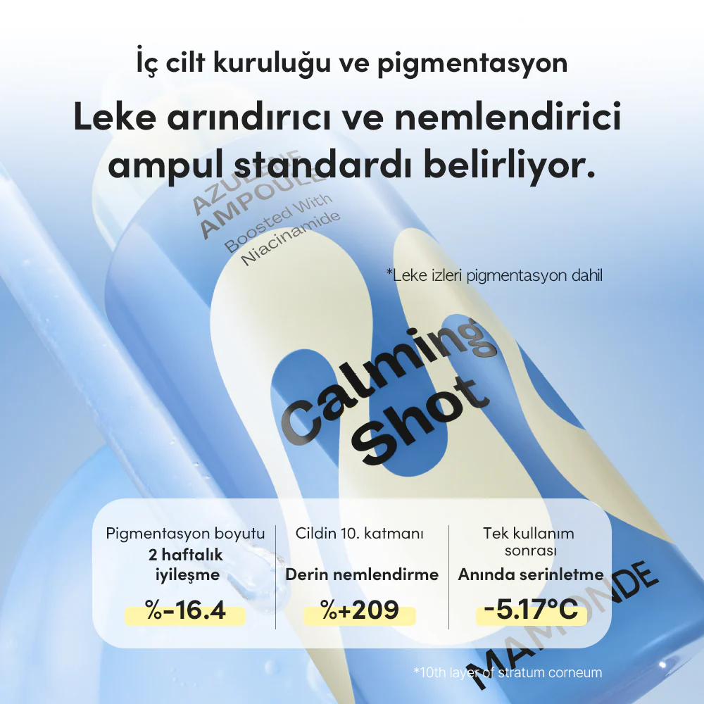 Mamonde - Calming Shot Azulene Ampoule (Isı Düşürücü ve Leke Önleyici Mavi Azulenli ve Papatya Sulu Serum) 50ml - Image 3