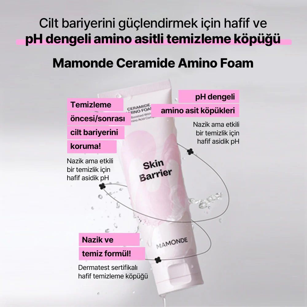 Mamonde - Ceramide Amino Foam (Makyaj ve İnce Toz Arındırıcı Bariyer Koruyucu Seramidli Temizleyici Köpük) 120gr - Image 5