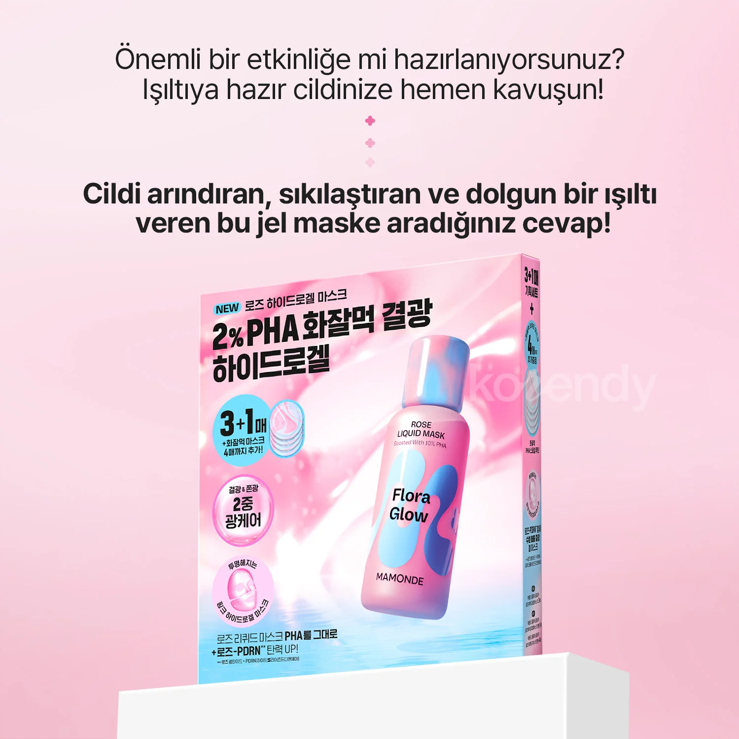 Mamonde - Flora Glow Rose Hydrogel Mask (Pürüzsüzlük Koruyucu ve Işıltı Artırıcı %10 PHA & Gül Peptitli Hidrojel Maske) 42g - Image 3