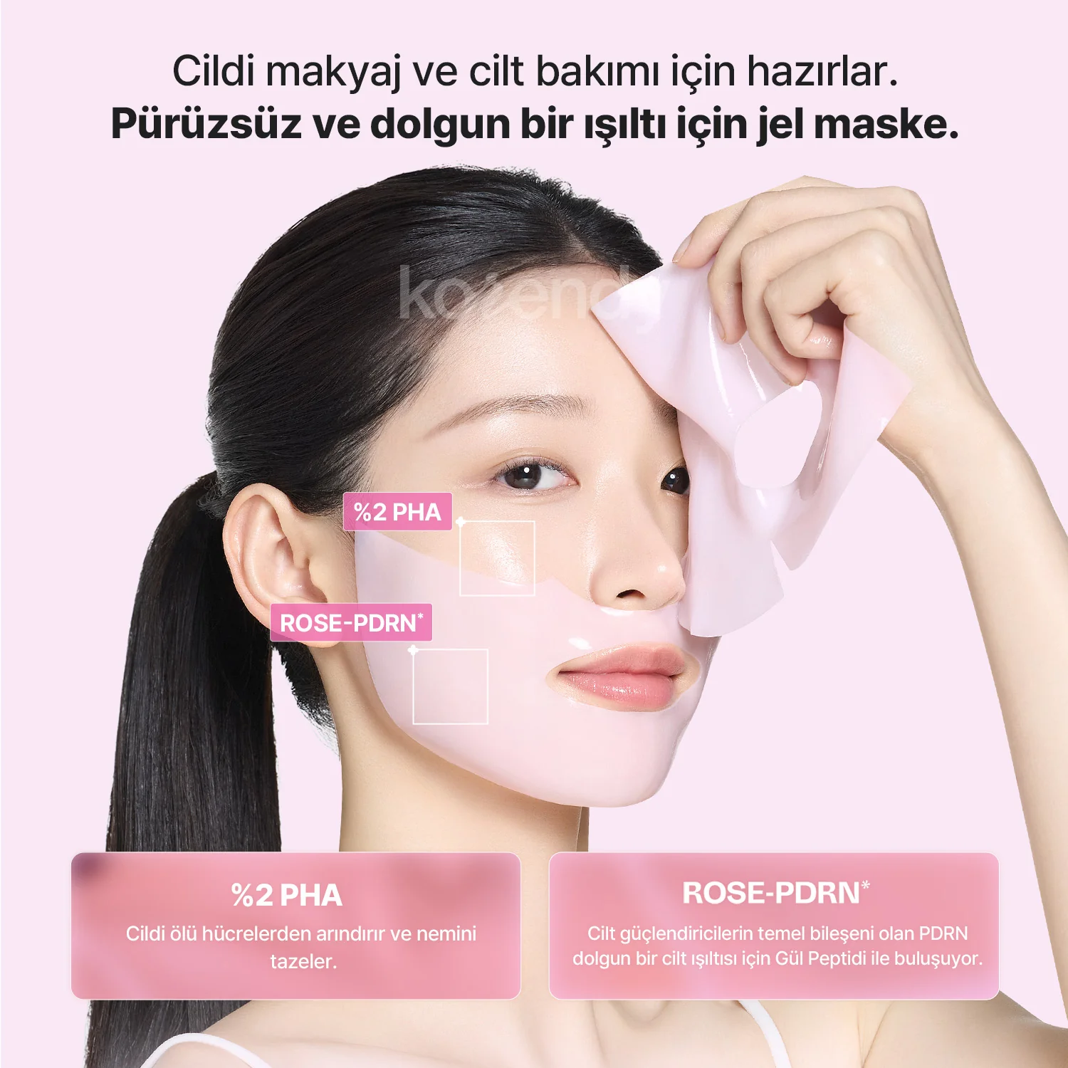 Mamonde - Flora Glow Rose Hydrogel Mask (Pürüzsüzlük Koruyucu ve Işıltı Artırıcı %10 PHA & Gül Peptitli Hidrojel Maske) 42g - Image 7