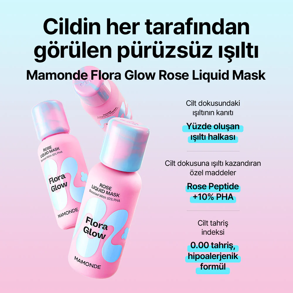 Mamonde - Flora Glow Rose Liquid Mask (Ölü Deri Arındırıcı Pürüzsüzlük Koruyucu ve Parlatıcı Gül Peptitli Sıvı Maske) 80ml - Image 5