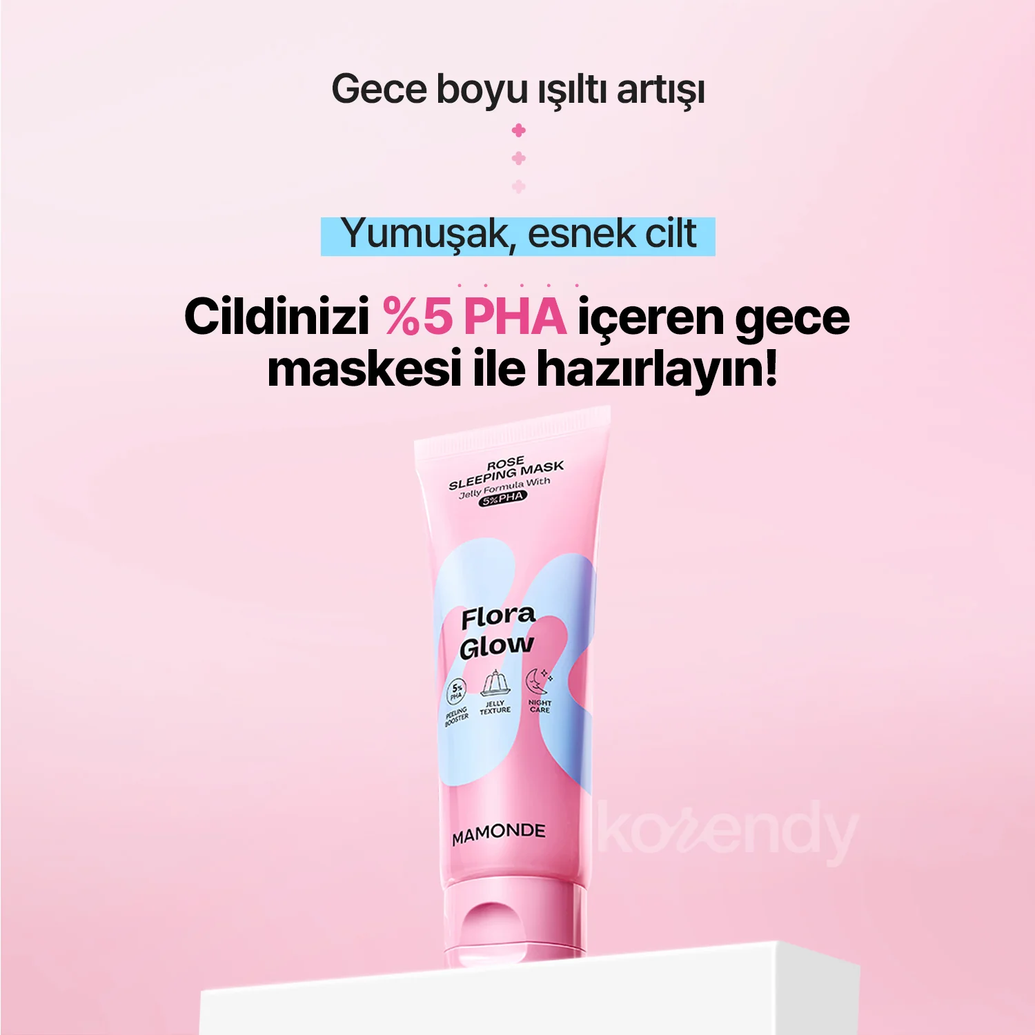 Mamonde - Flora Glow Rose Sleeping Mask (Pürüzsüzlük Koruyucu ve Parlatıcı %5 PHA & Gül PDRN İçeren Jel Uyku Maskesi) 80ml - Image 3