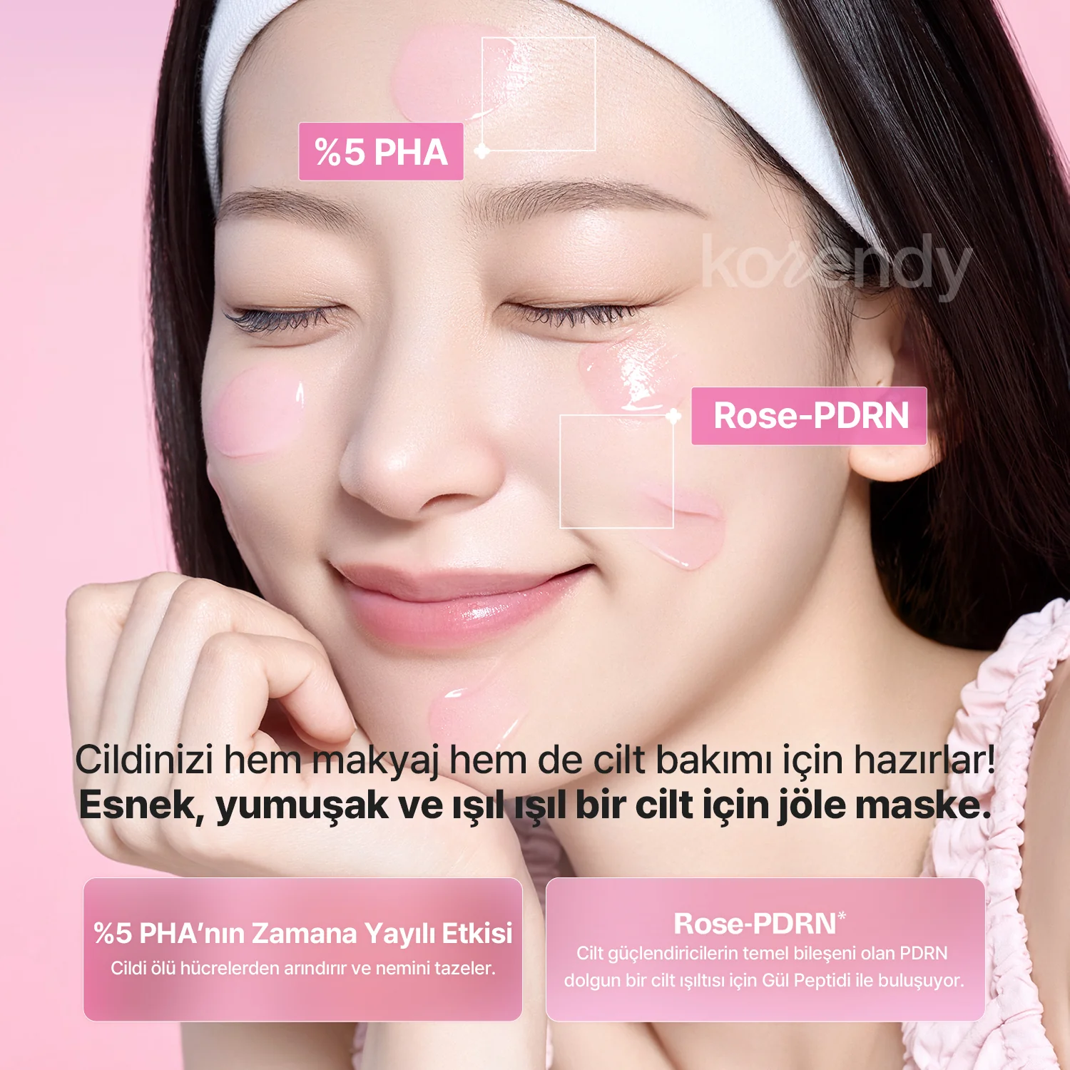 Mamonde - Flora Glow Rose Sleeping Mask (Pürüzsüzlük Koruyucu ve Parlatıcı %5 PHA & Gül PDRN İçeren Jel Uyku Maskesi) 80ml - Image 7