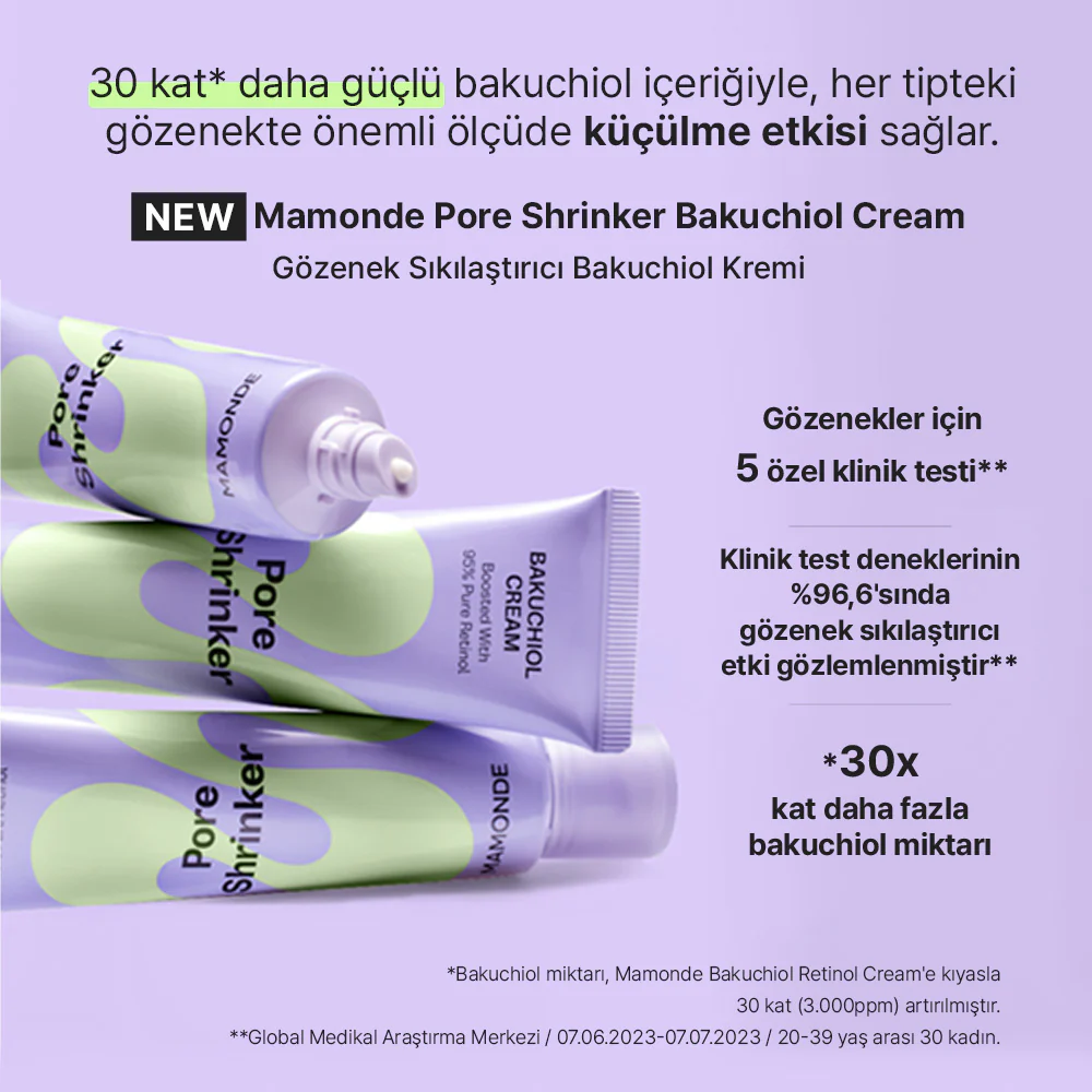 Mamonde - Pore Shrinker Bakuchiol Cream (Geniş Gözenek ve İnce Çizgi Önleyici Bakuchiol İçeren Krem) 60ml - Image 5