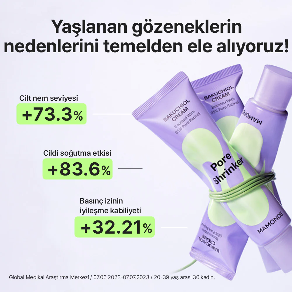Mamonde - Pore Shrinker Bakuchiol Cream (Geniş Gözenek ve İnce Çizgi Önleyici Bakuchiol İçeren Krem) 60ml - Image 7