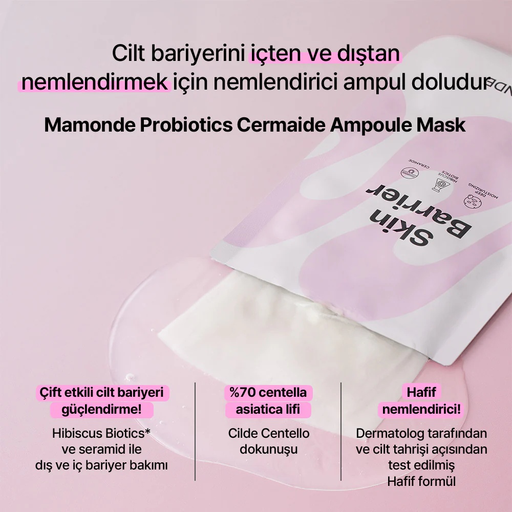 Mamonde - Probiotics Ceramide Ampoule Mask Pack (Bariyer Koruyucu ve Yoğun Nemlendirici Seramidli Ampul Maske) 23ml - Image 3