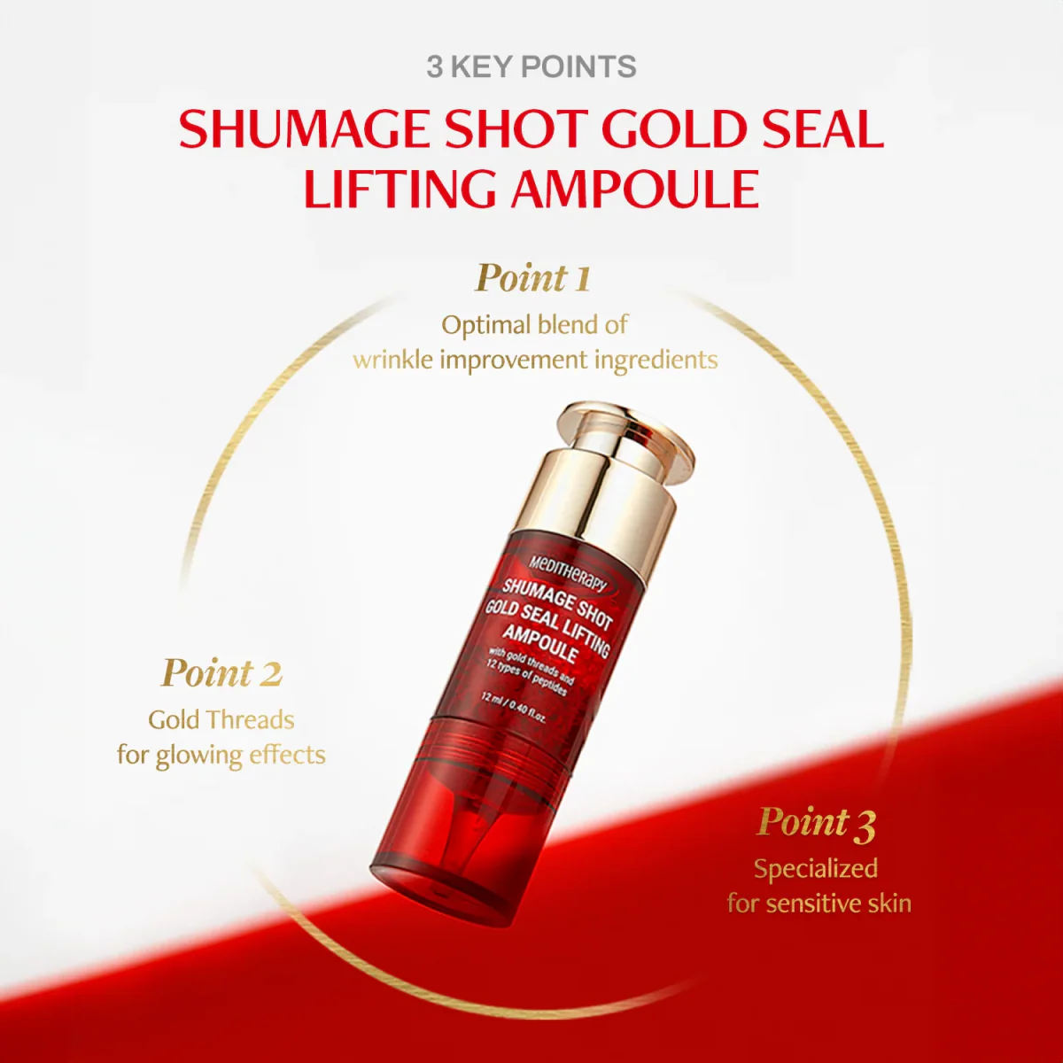 Meditherapy - Shumage Shot Gold Seal Lifting Ampoule (Kırışıklık Önleyici Cilt Hacmini Koruyucu Altın İplikli Peptitli Ampul) 12ml - Image 3