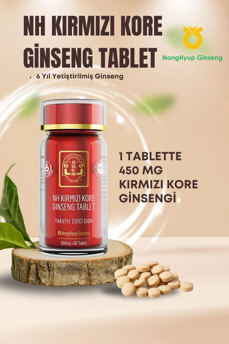 Nonghyup Ginseng (Kırmızı Kore Ginseng Tablet 60 Tablet) (30gr) (%90 Ginseng Oranı) - Image 2