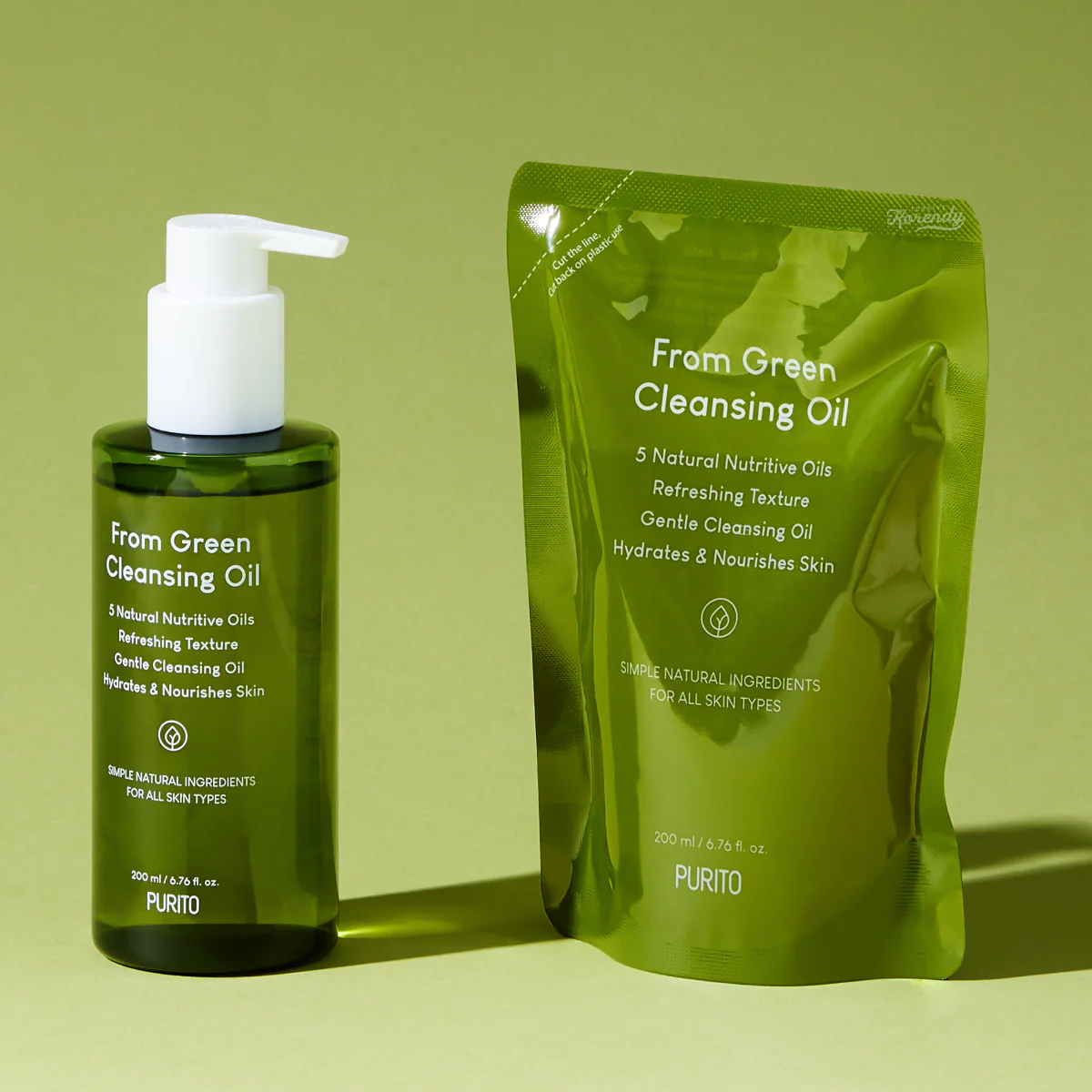 Purito - From Green Cleansing Oil Set (Gözenek Arındırıcı Beş Doğal Yağlı Parfümsüz Derinlemesine Temizleyici Yağ) 200+200ml - Image 4