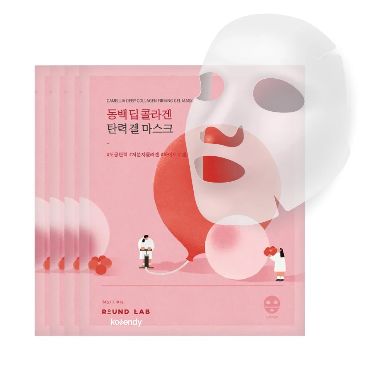 Round Lab - Camellia Deep Collagen Firming Gel Mask 34g (4lü) (Esneklik Koruyucu ve Kırışıklık & Geniş Gözenek Önleyici Kolajenli Maske) 34g