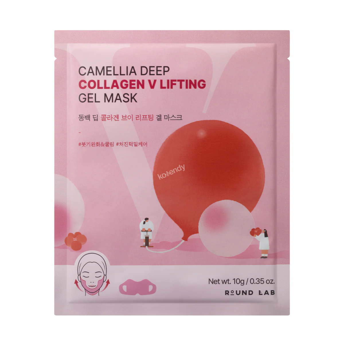 Round Lab - Camellia Deep Collagen V Lifting Gel Mask (Şişkinlik Görünümü Karşıtı Çene Hattı Koruyucu Kamelya PDRN & Kafeinli Jel Maske)  (4 x 10g)