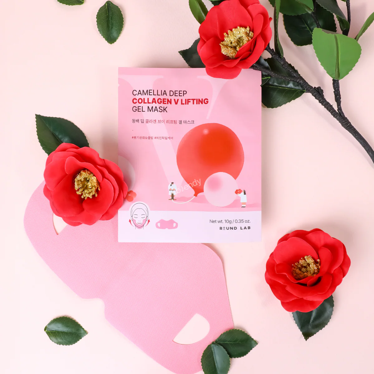Round Lab - Camellia Deep Collagen V Lifting Gel Mask (Şişkinlik Görünümü Karşıtı Çene Hattı Koruyucu Kamelya PDRN & Kafeinli Jel Maske)  (4 x 10g) - Image 2