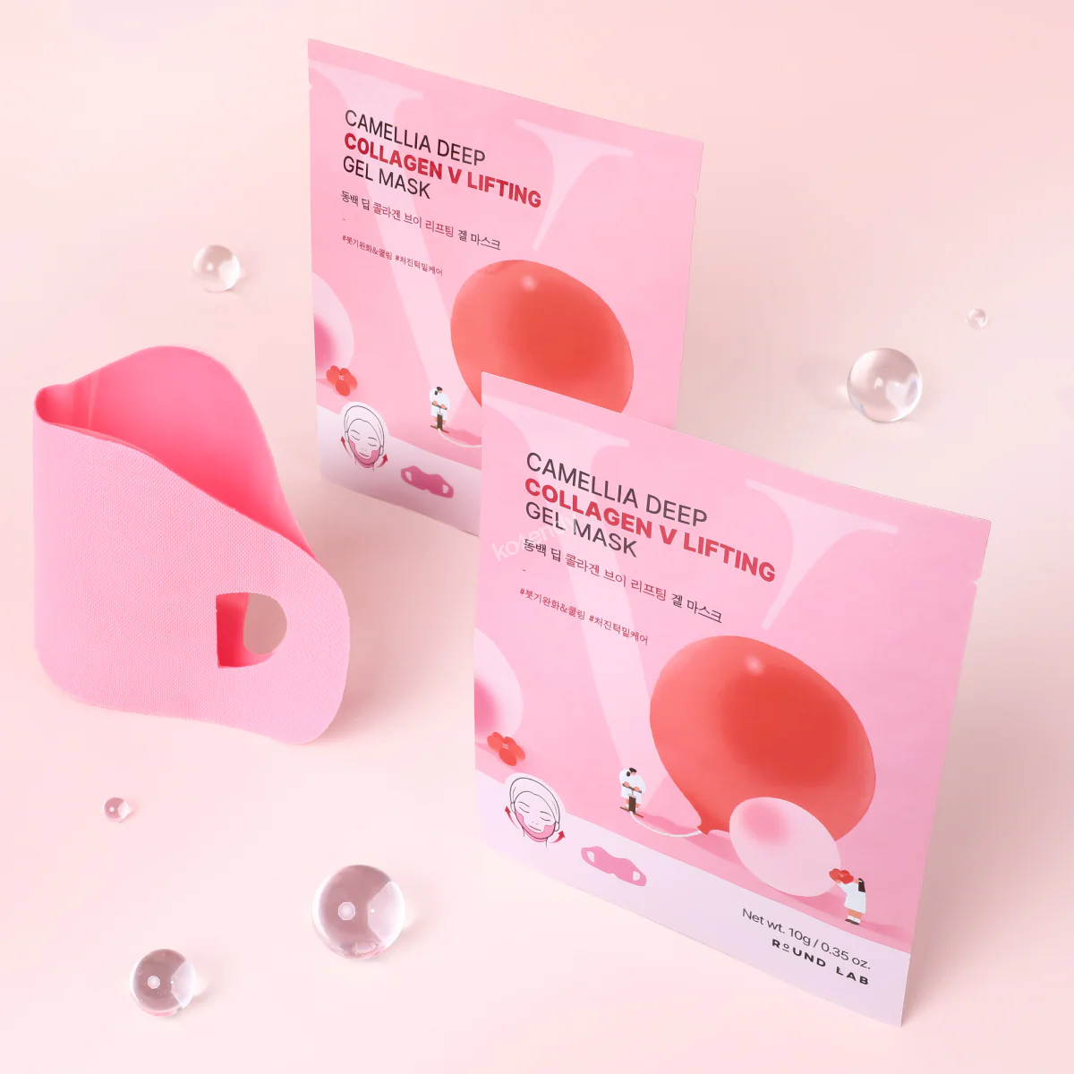 Round Lab - Camellia Deep Collagen V Lifting Gel Mask (Şişkinlik Görünümü Karşıtı Çene Hattı Koruyucu Kamelya PDRN & Kafeinli Jel Maske)  (4 x 10g) - Image 3