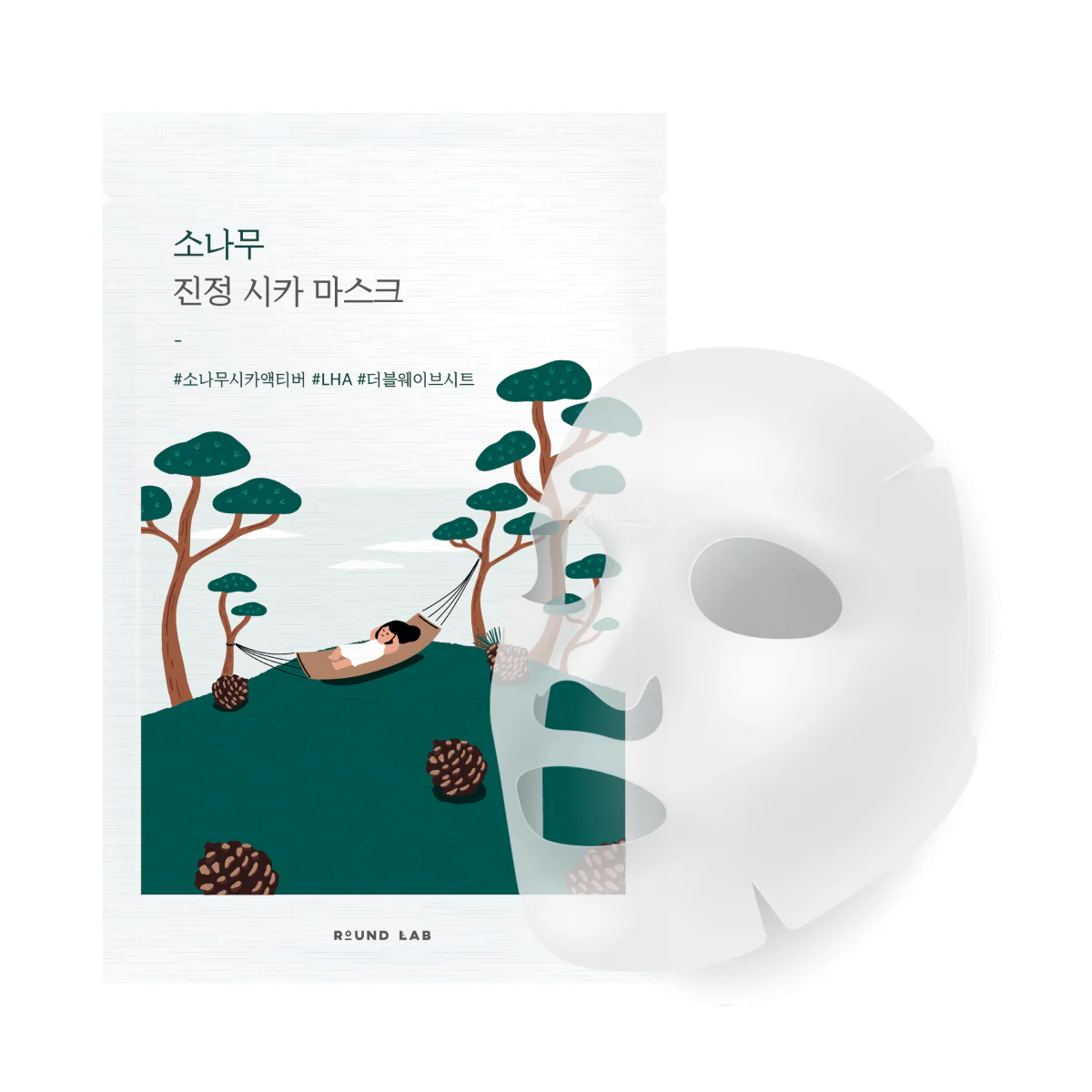 Round Lab - Pine Calming Cica Mask (Stres Karşıtı ve Pürüz Önleyici Çam Özlü Cica Maske) 27ml x 10'lu maske