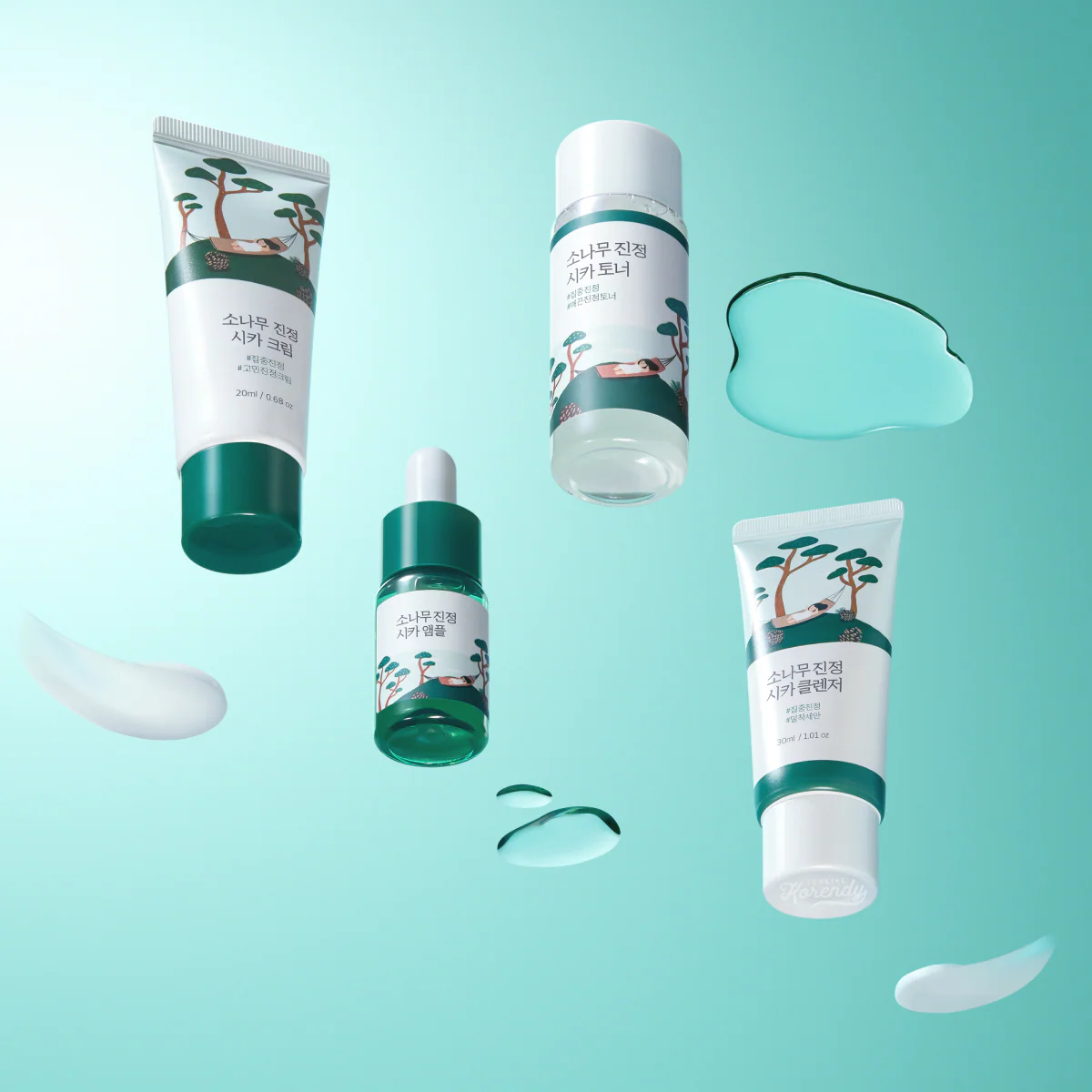 Round Lab - Pine Calming Cica Trial Kit (Cleanser 30ml + Toner 20ml + Ampoule 10ml + Cream 20ml) - Image 2