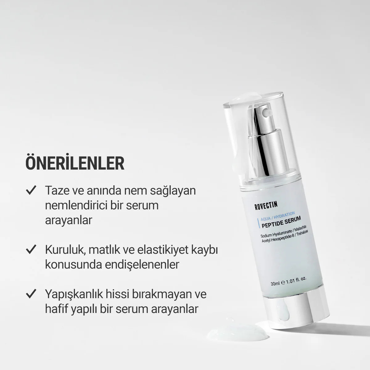 Rovectin - Aqua Peptide Serum (Botoks Etkili Yaşlanma Karşıtı Yoğun Nemlendirici Serum) 30ml - Image 3