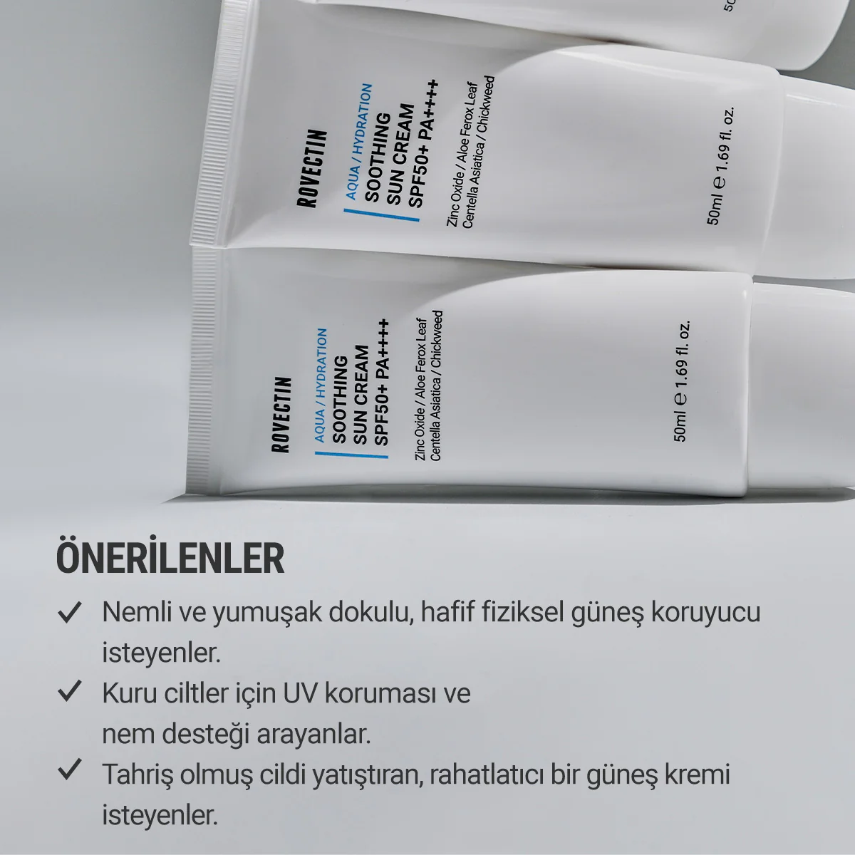 Rovectin - Aqua Soothing Sun Cream SPF50+ PA++++ 50ml (%100 Fiziksel Filtreli Güneş Kremi) 50ml (%30 İndirimli) - Image 3