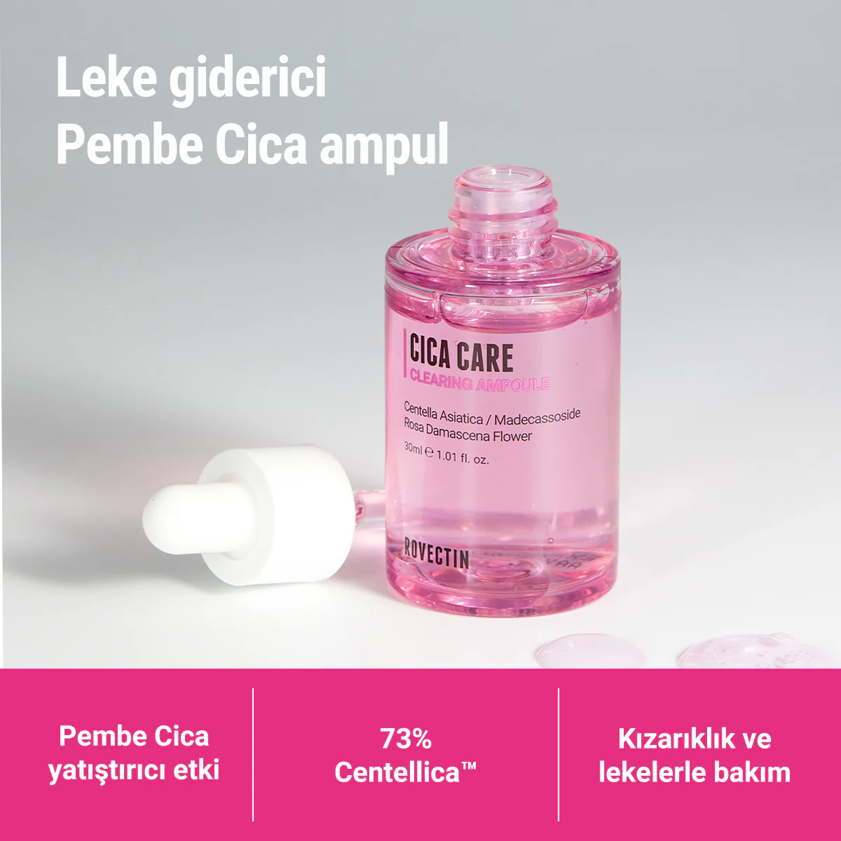 Rovectin - Cica Care Clearing Ampoule (Kızarıklık ve Leke Önleyici Stres Karşıtı Cica Ampulü) 30ml (%30 İndirimli) - Image 3