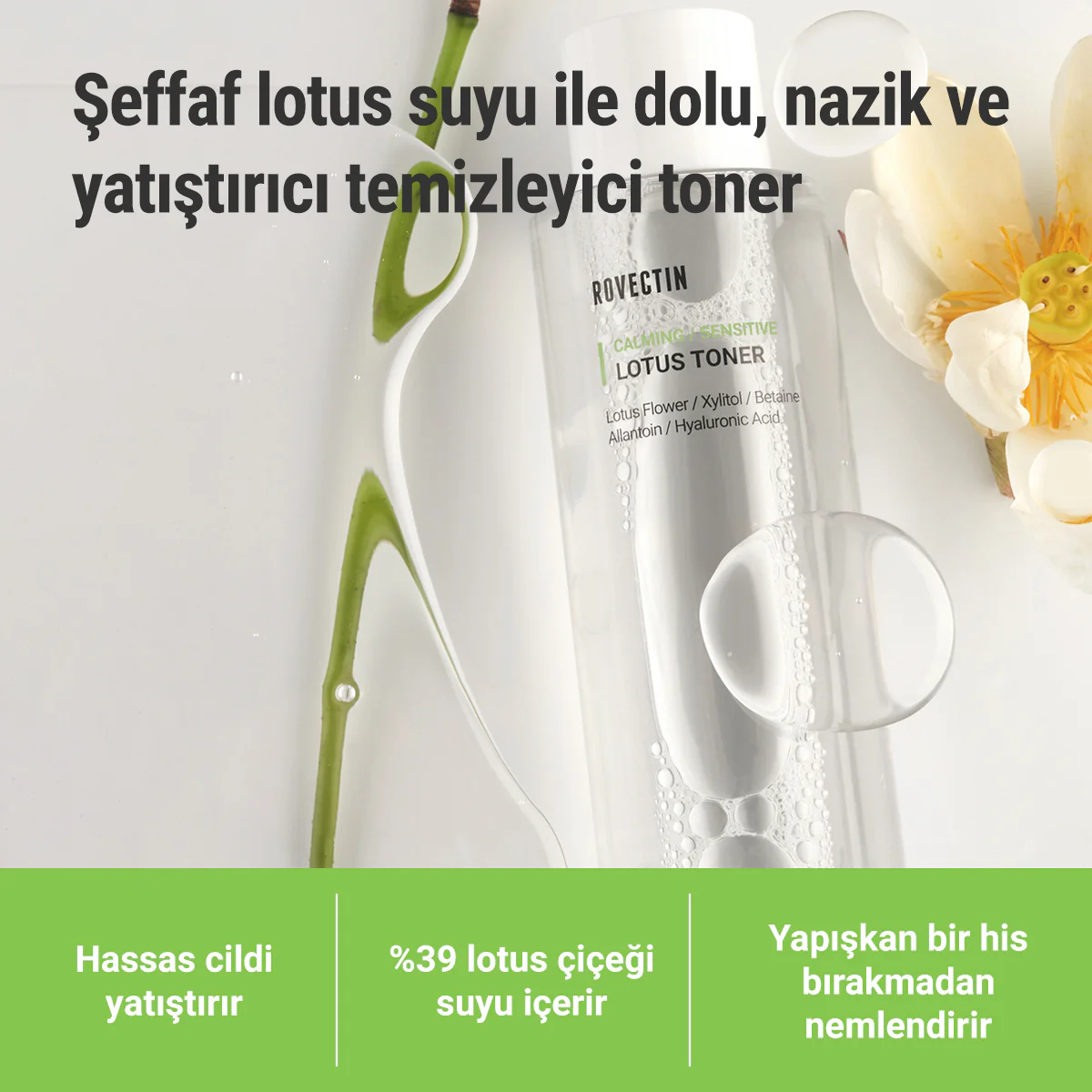 Rovectin - Calming Lotus Toner 200ml (Hyaluronik Asit Lotuslu Nemlendiren Tonik) 200ml (%30 İndirimli) - Image 2