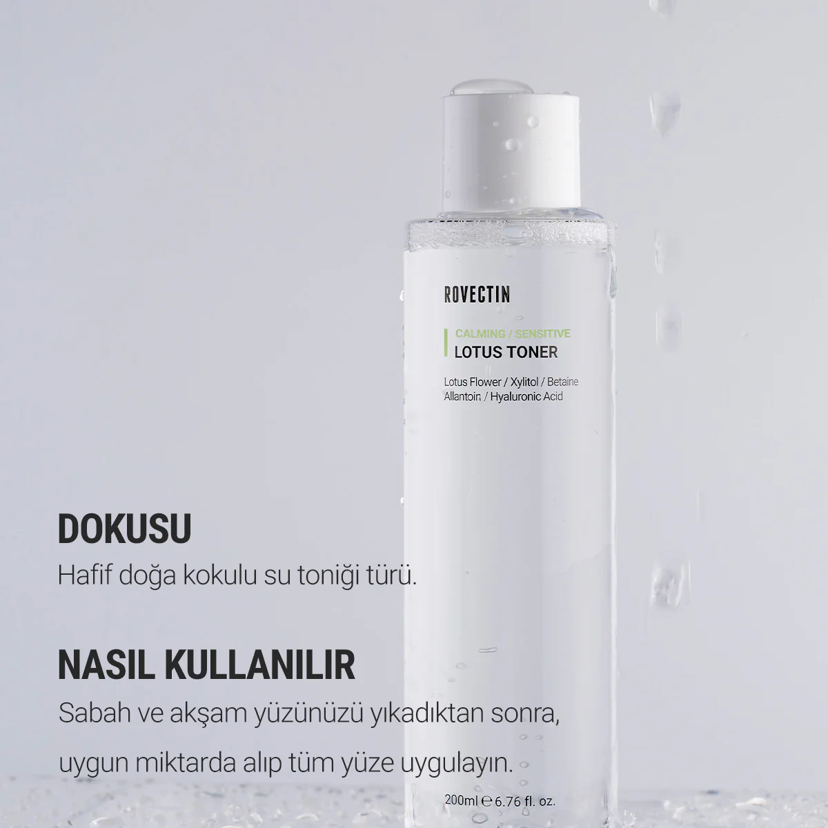 Rovectin - Calming Lotus Toner 200ml (Hyaluronik Asit Lotuslu Nemlendiren Tonik) 200ml (%30 İndirimli) - Image 8