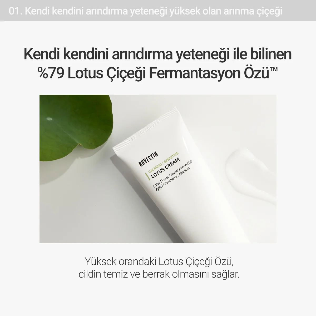 Rovectin - Calming Lotus Cream 60ml (Cilt Hasarına Karşı Koruyucu Lotus Çiçekli  Nem Hapsedici Krem) 60ml (%30 İndirimli) - Image 5
