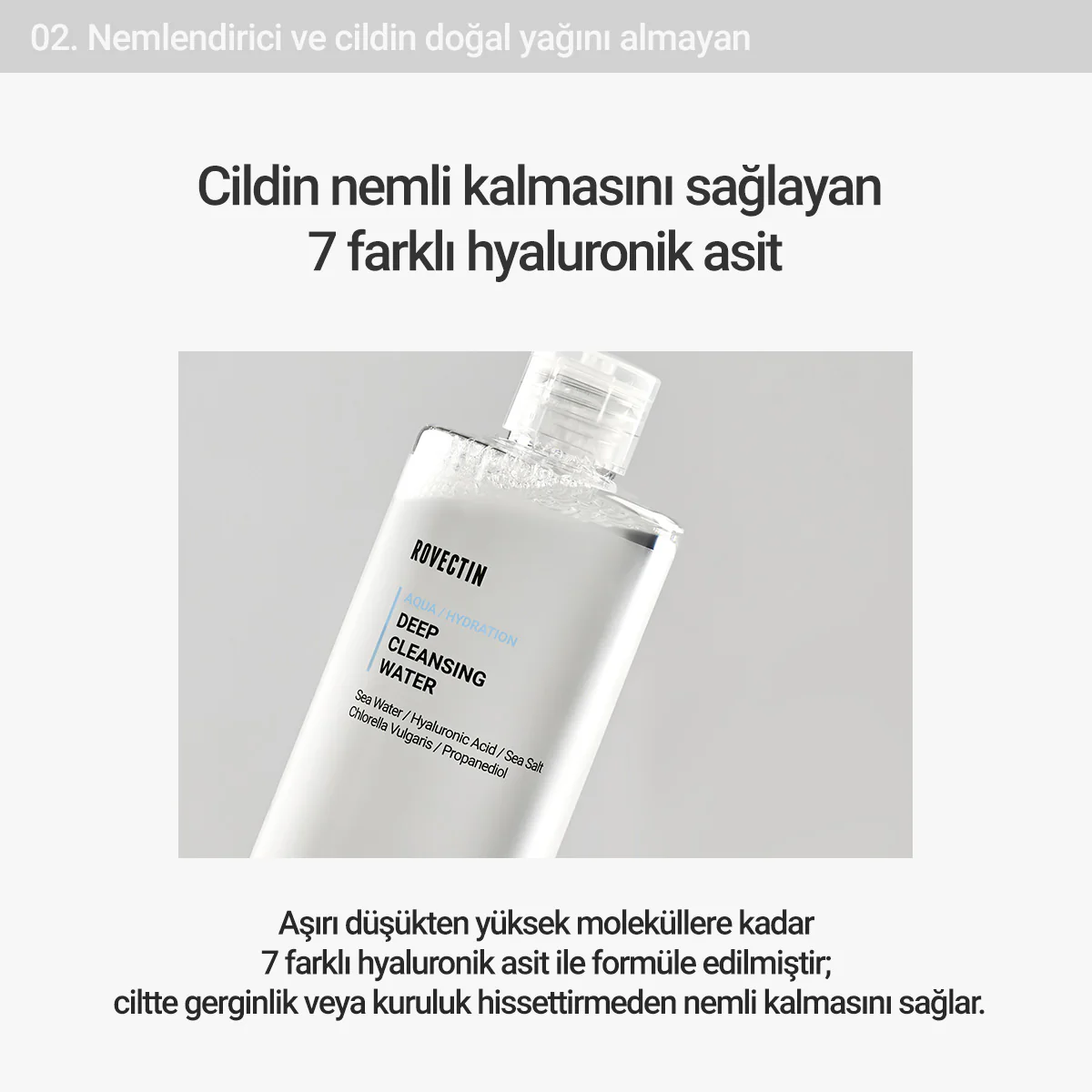 Rovectin - Aqua Deep Cleansing Water (Hyaluronik Asit ve Deniz Sulu Kurutmayan Misel Suyu) 400ml (%30 İndirimli) - Image 7