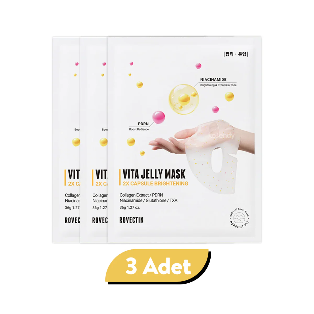 Rovectin - Vita Jelly Mask 2X Capsule Brightening (Parlatıcı Centella PDRN ve C Vitamini Kapsüllü Hidrojel Maske) - Image 3