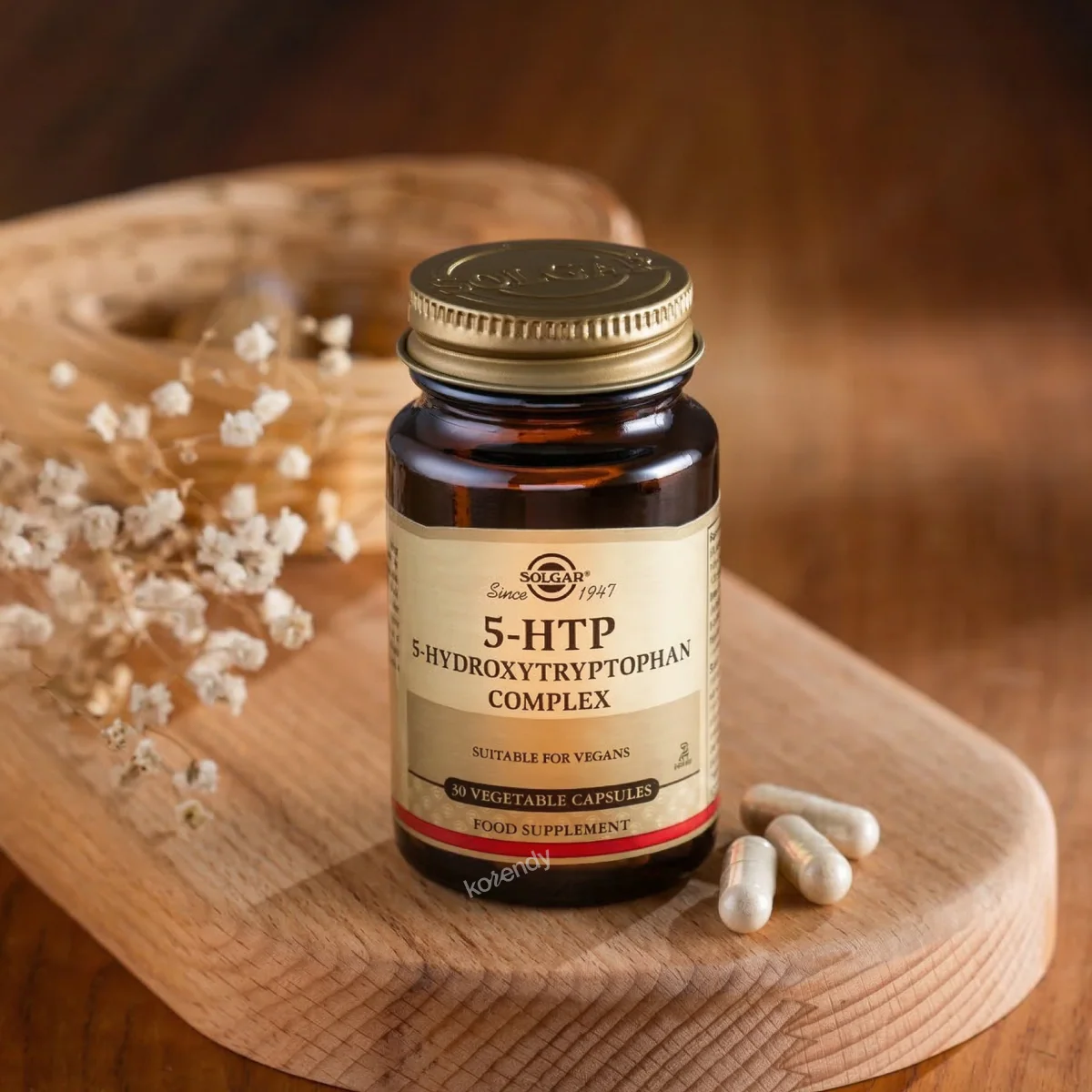 Solgar - 5-Htp Hydroxytryptophan Complex 30 Vegi Kapsül (5-HTP, Magnezyum, B6 Vitamini ve Valeryan Kök Ekstresi İçeren Kapsül Gıda Takviyesi) - Image 2