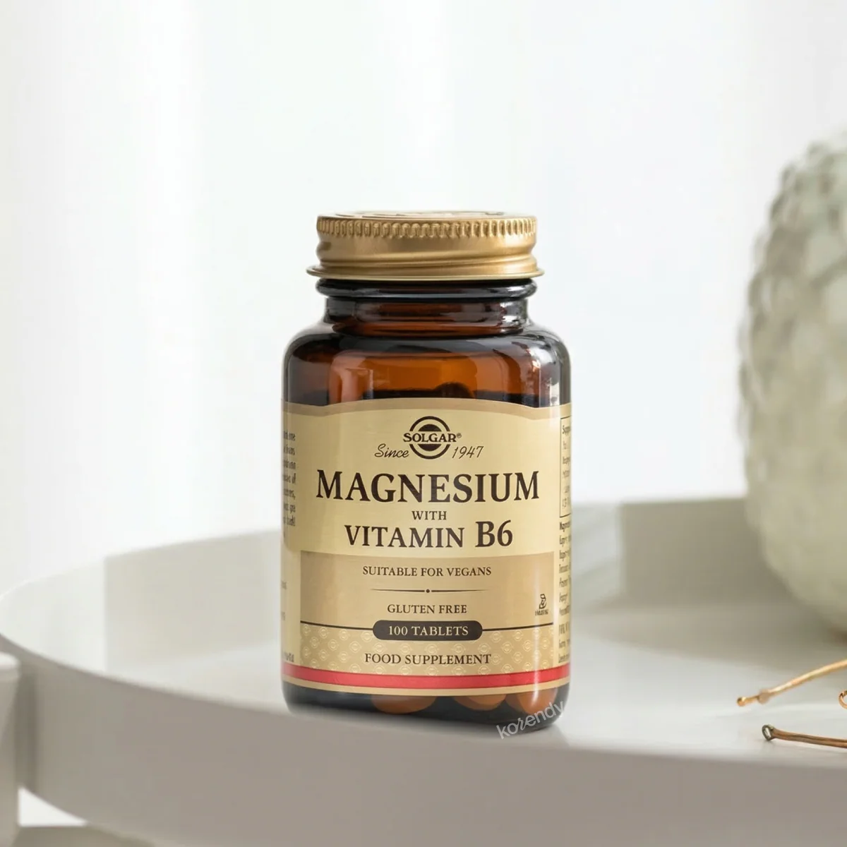 Solgar - Magnesium With Vitamin B6 100 Tablet (Magnezyum ve B6 Vitamini Tablet Gıda Takviyesi) - Image 3