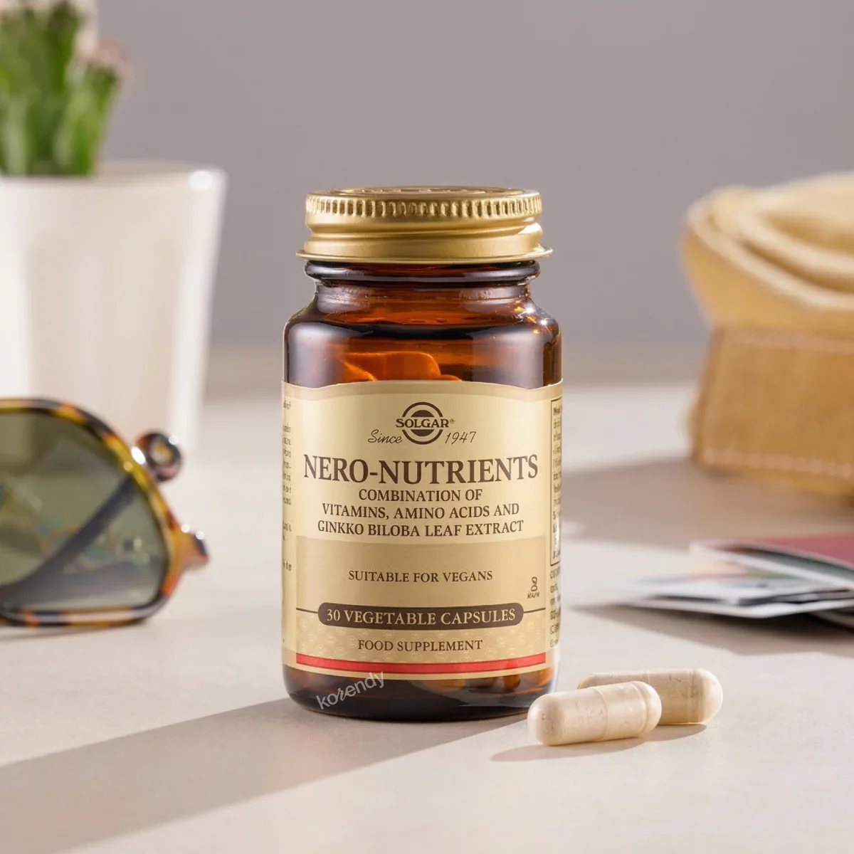 Solgar - Nero Nutrients 30 Kapsül  (Amino Asit, Vitamin ve Ginkgo Biloba İçeren Kapsül Gıda Takviyesi) - Image 2