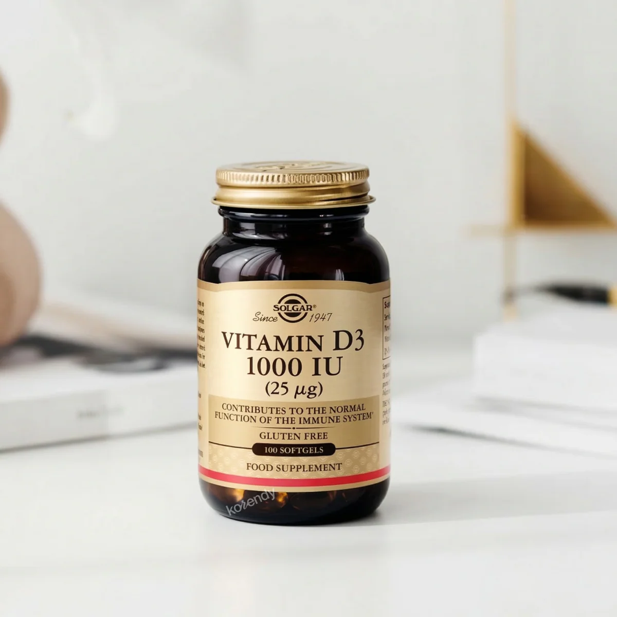 Solgar - Vitamin D3 1000 IU 100 Kapsül (D3 Vitamini İçeren Yumuşak Jelatin Kapsül GıdaTakviyesi) - Image 2