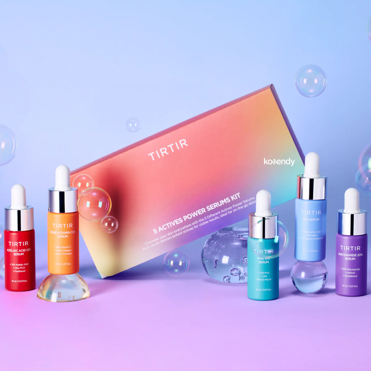 TIRTIR - 5 Actives Power Serums Kit (Leke ve Geniş Gözenek Önleyici Stres-Savar 5 Farklı Aktif İçerikli Mini Bakım Seti) 50ml - Image 3
