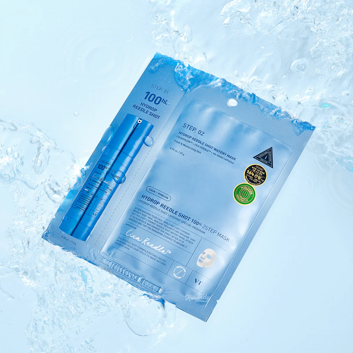 VT Cosmetics - Hydrop Reedle Shot 100hL 2STEP Mask (2 Adımda Mikro Bakımlı Hyaluronik Asitli Hidrojel Maske) 1.5g + 27g - Image 3