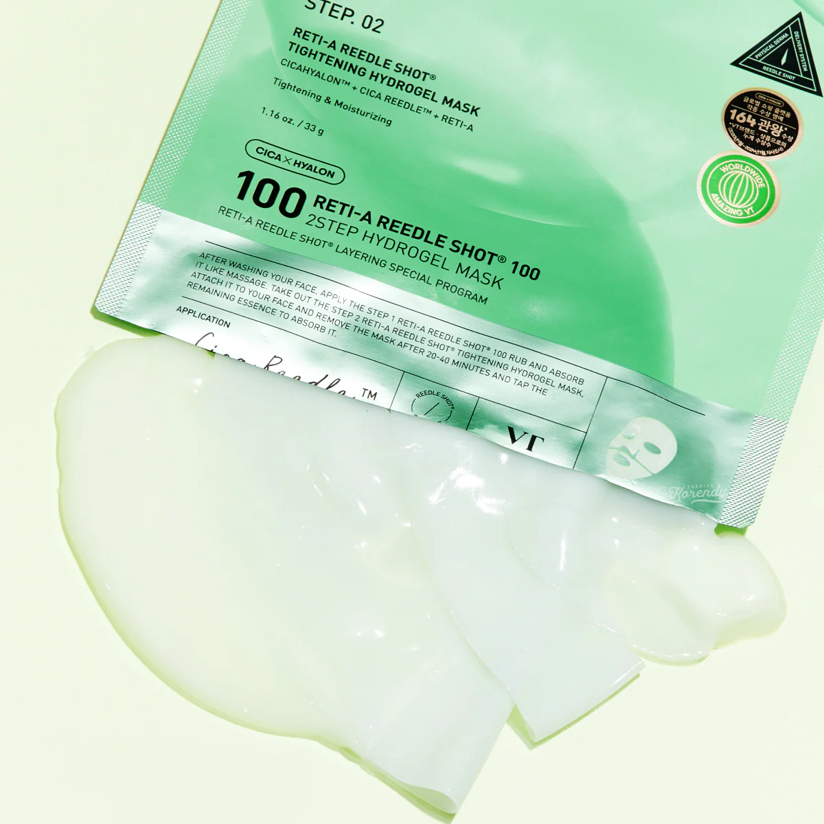 VT Cosmetics - Reti A Reedle Shot 100 2STEP Hydrogel Mask (2 Adımda Mikro Bakımlı Retinollü Maske) 1.5g + 33g - Image 2