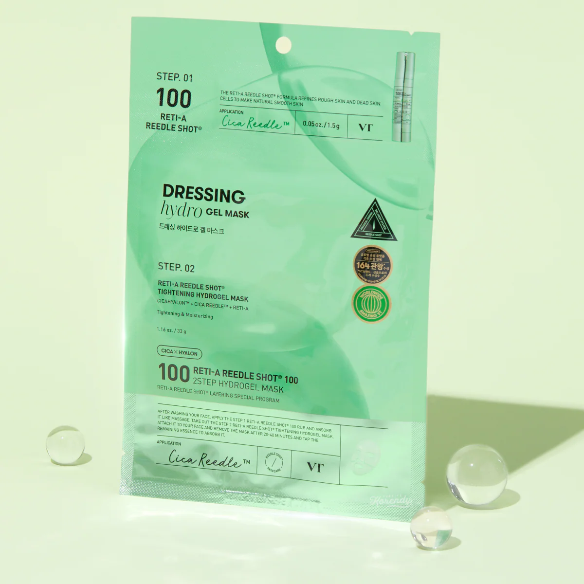 VT Cosmetics - Reti A Reedle Shot 100 2STEP Hydrogel Mask (2 Adımda Mikro Bakımlı Retinollü Maske) 1.5g + 33g - Image 3