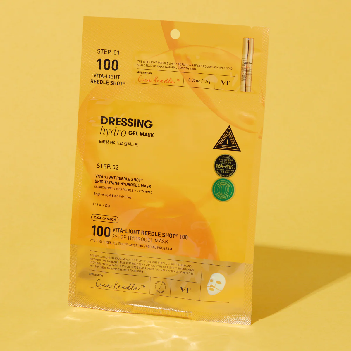 VT Cosmetics - Vita Light Reedle Shot 100 2STEP Hydrogel Mask (2 Adımda Mikro C Vitaminli Hidrojel Maske) 1.5g + 33g - Image 3